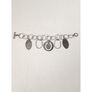 Vtg 925 Sterling Silver Hammered Disc Ring 7.76" Bracelet 16.17 Grams FREE $HIP!